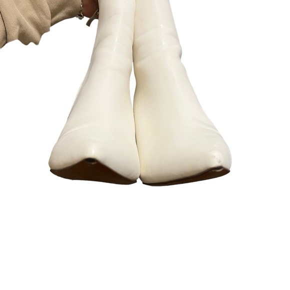 AMINA MUADDI Giorgia Leather Flared Heel Ankle Boots White 40 US Size 10 - Picture 10 of 16